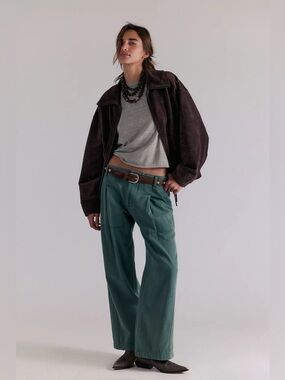 Free People Full Effect Utility Pant in Green. Size small. New with tags.